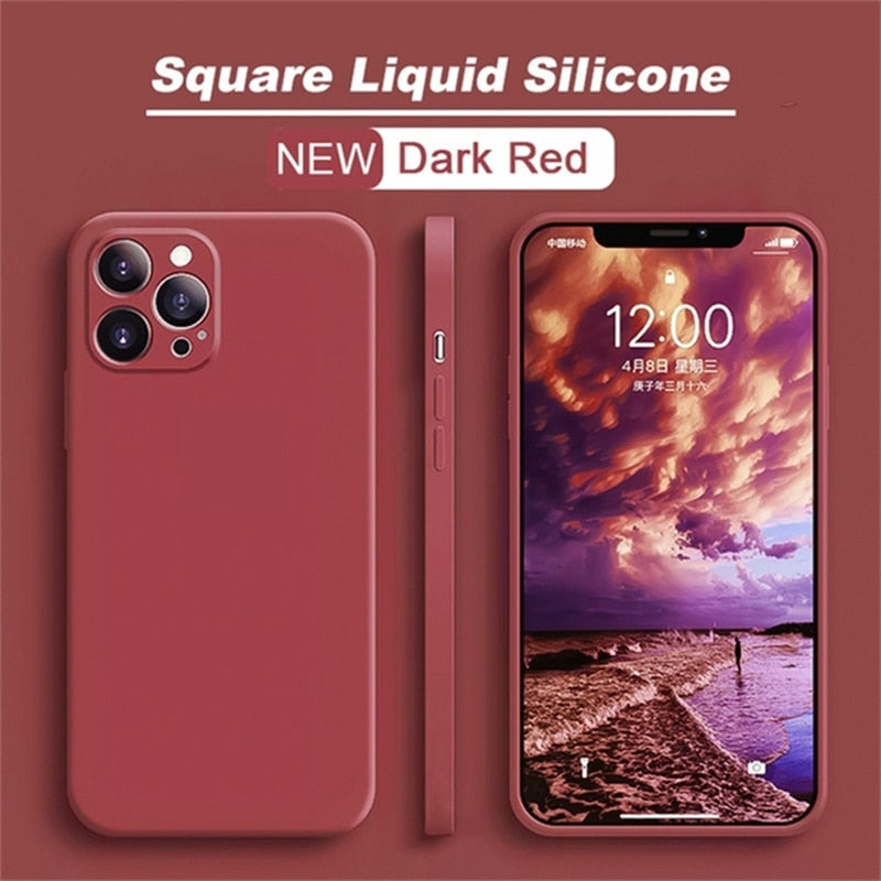 Original Square Liquid Silicone Phone Case For iPhone - All Things Essential